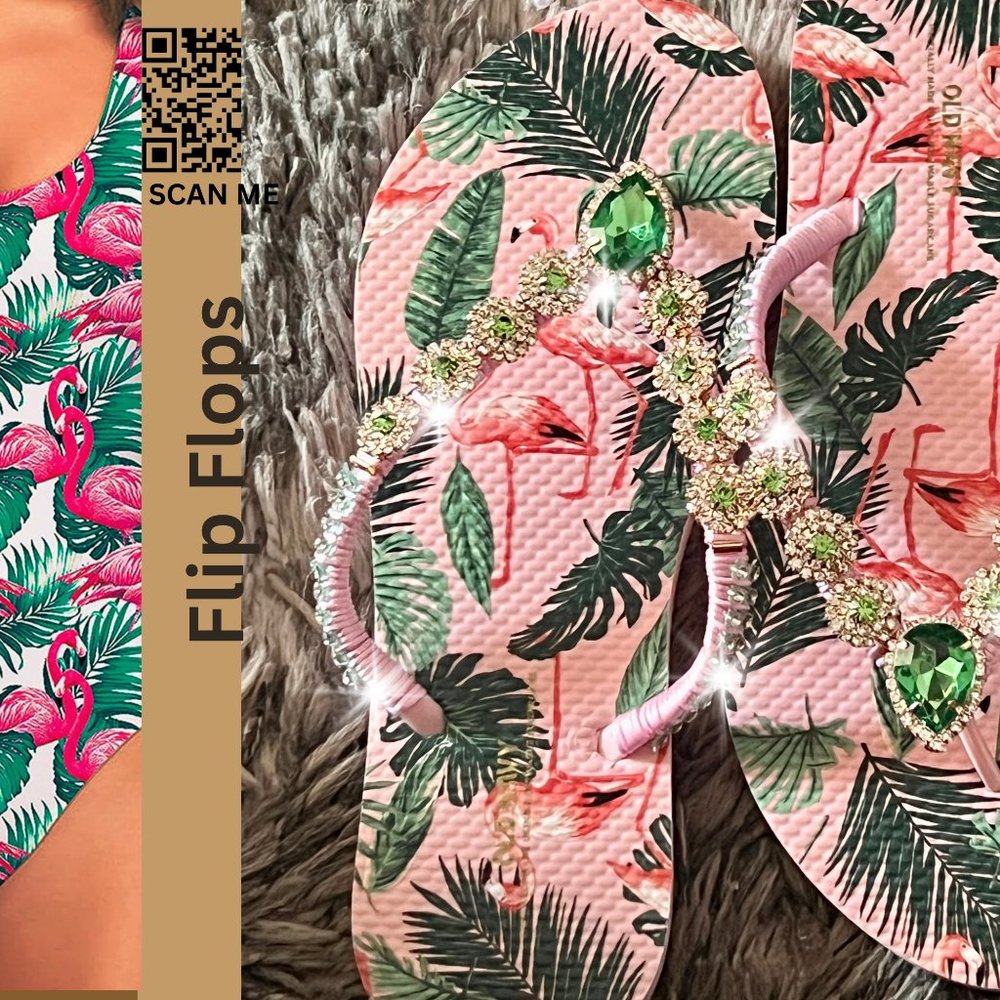 Pink Flamingo Flip Flops, Tropical Bird Sandals, Beach Shoes, Bachelorette Party - Picture 14 of 16